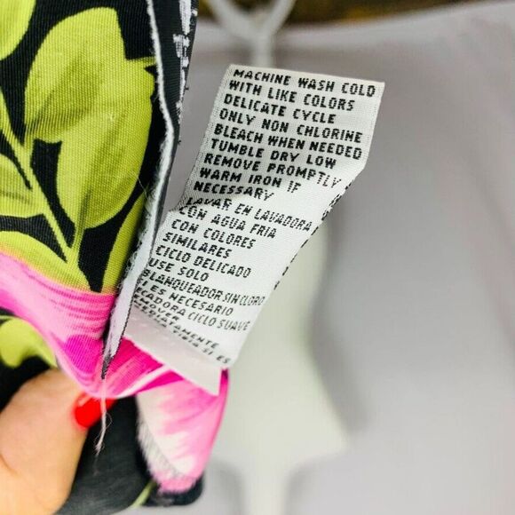 Sag Harbor Petite Dress Women 12P Black Pink Floral Faux Wrap sleeveless - Picture 8 of 9